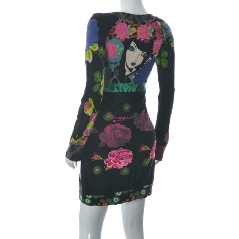 Desigual Women's Boho Band Hem Bubble Dress High Waist Multi-Color Size M/L - Picture 3 of 12